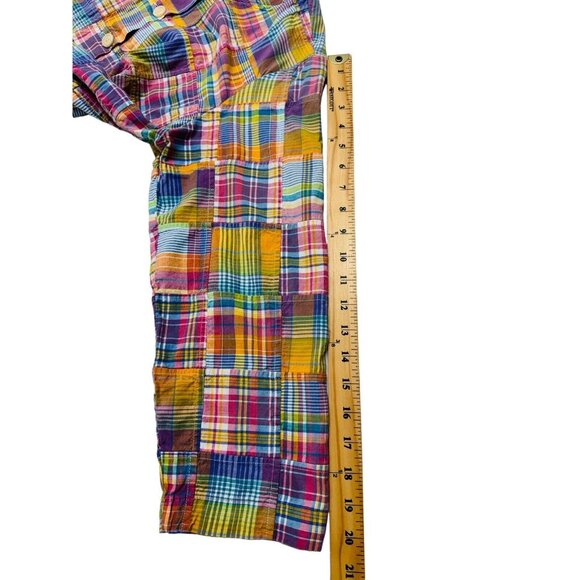 Vintage Orvis Madras Plaid Patchwork Button Up Shirt Womens 12 - Picture 8 of 9